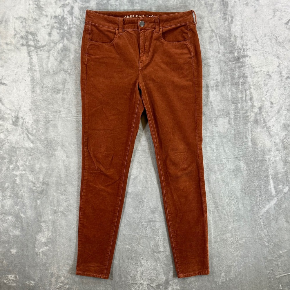 American Eagle High Rise Corduroy Jegging Women's Size 8 R Brown Orangeβ Pants